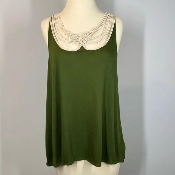 ANTHROPOLOGY LEIFNOTES Braided Rope Neckline Tank Top Cami - Picture 2 of 9